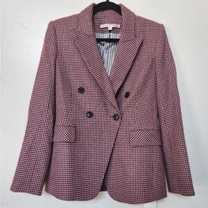 Veronica Beard Fahey Dickey Pink Houndstooth Blazer NWOT